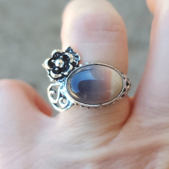 New Mookaite Jasper Silver Flower Ring. - Picture 2 of 16